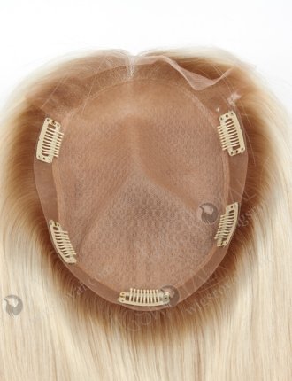 Light Brown Ombre White Color All One Length European Virgin Silk Base Toppers WR-TC-070