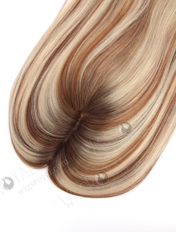 In Stock 3"*2"*6" European Virgin Hair 16" All One Length Straight Color T9/60# with 9# highlights Silk Top Hair Topper-103-21243