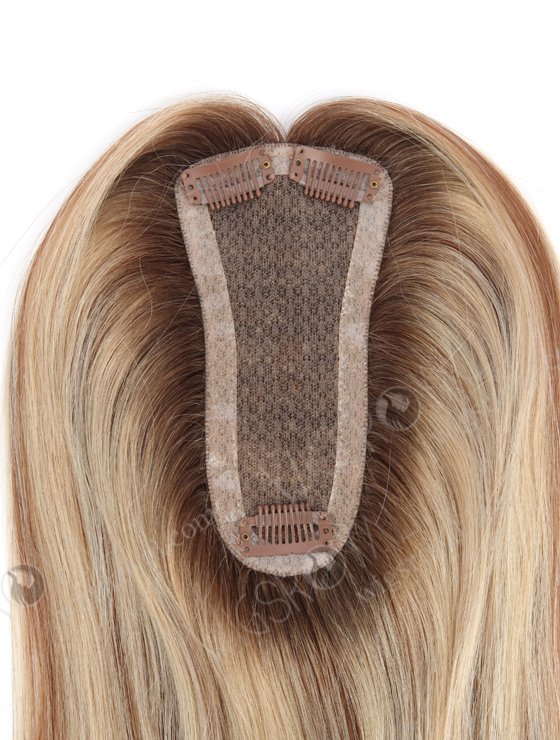 In Stock 3"*2"*6" European Virgin Hair 16" All One Length Straight Color T9/60# with 9# highlights Silk Top Hair Topper-103-21244