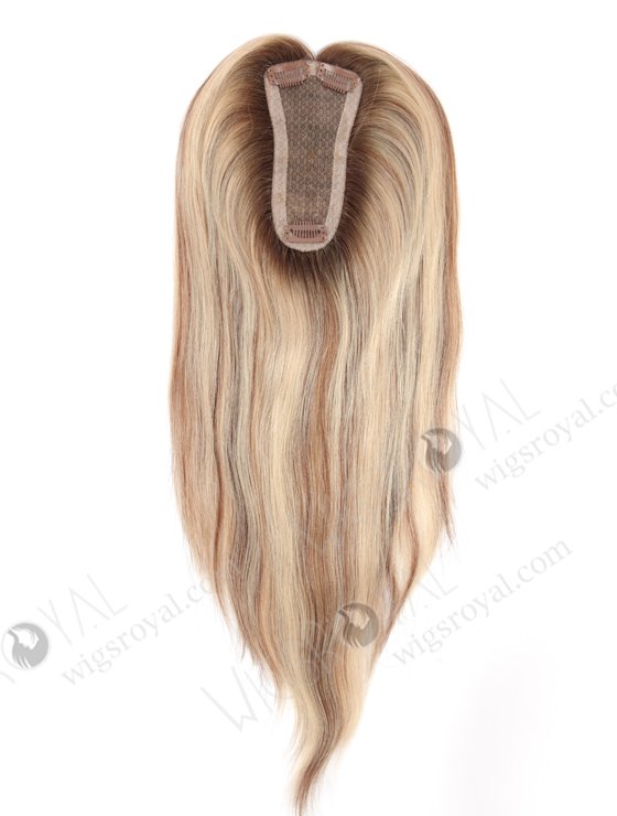 In Stock 3"*2"*6" European Virgin Hair 16" All One Length Straight Color T9/60# with 9# highlights Silk Top Hair Topper-103-21245