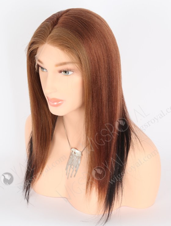 In Stock Brazilian Virgin Hair 16" Yaki 10# at Front Area,30# at Top Area, 1B# at Crown and Back Area Color Full Lace Wig FLW-04268-21377