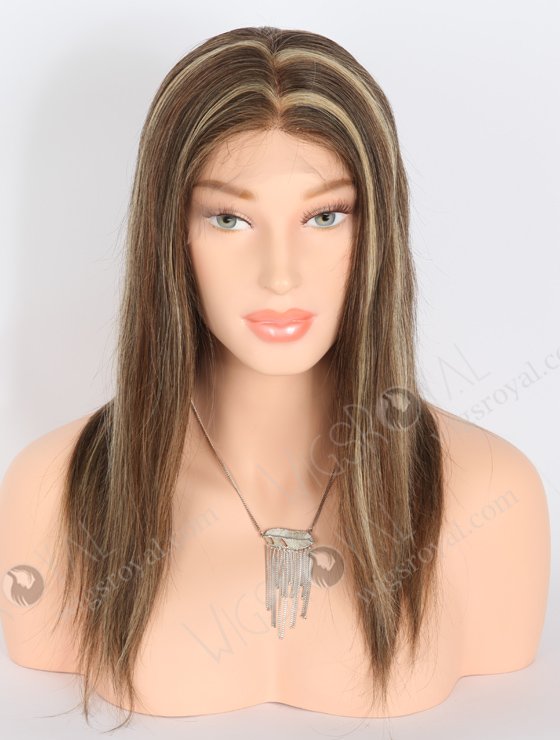 In Stock Indian Remy Hair 14" Straight 2/8# Blended with 27# and 30# Highlights Color Full Lace Wig FLW-01917-21421