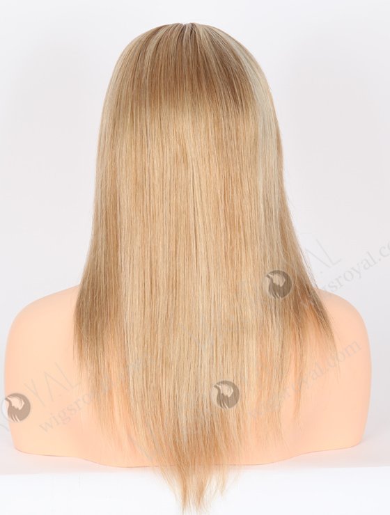 In Stock European Virgin Hair 14" Straight 8#/22#/60# Highlights Brown Roots Color Lace Front Silk Top Glueless Wig GLL-08054-21957