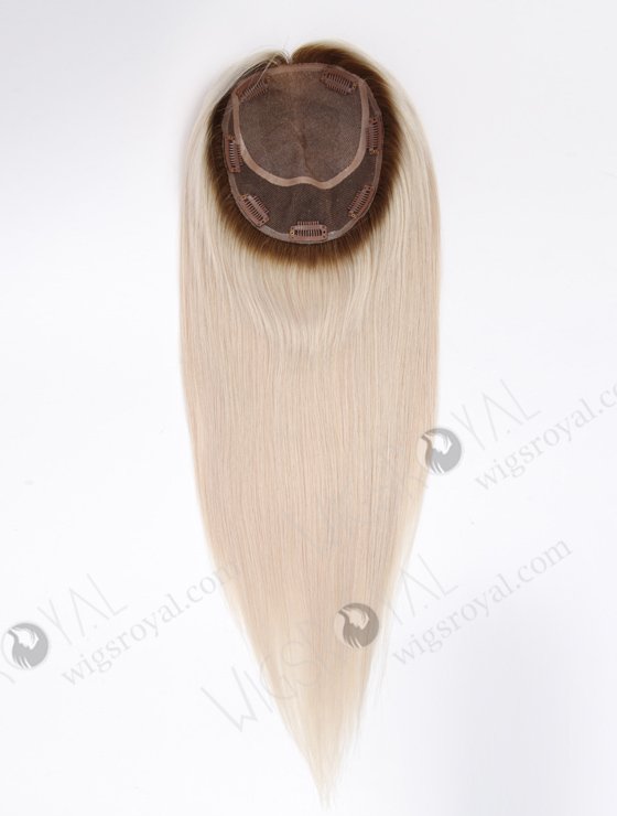  In Stock 6"*6.5" European Virgin Hair 16" Straight T9/white Color Silk Top Hair Topper-114-22002
