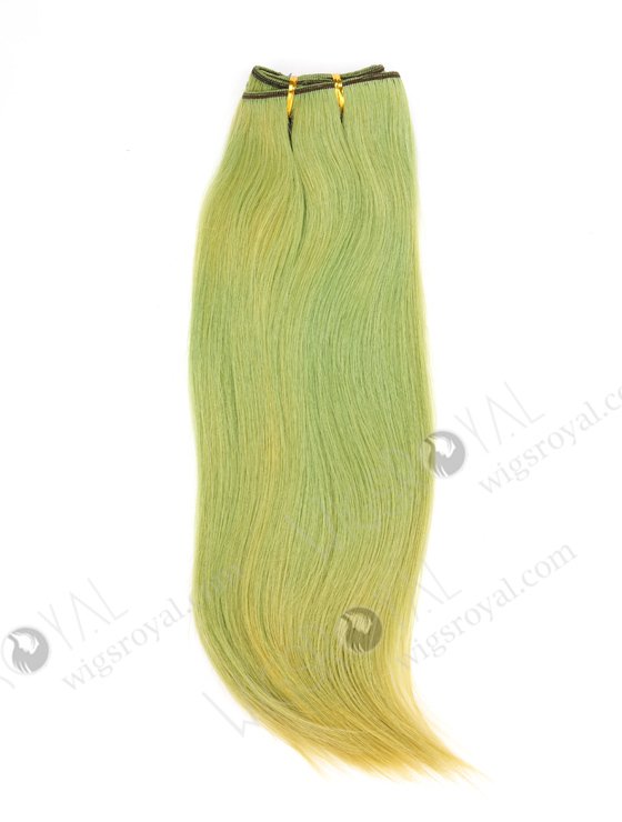 In Stock Brazilian Virgin Hair 16" Straight Green Color Machine Weft CSM-007-22109