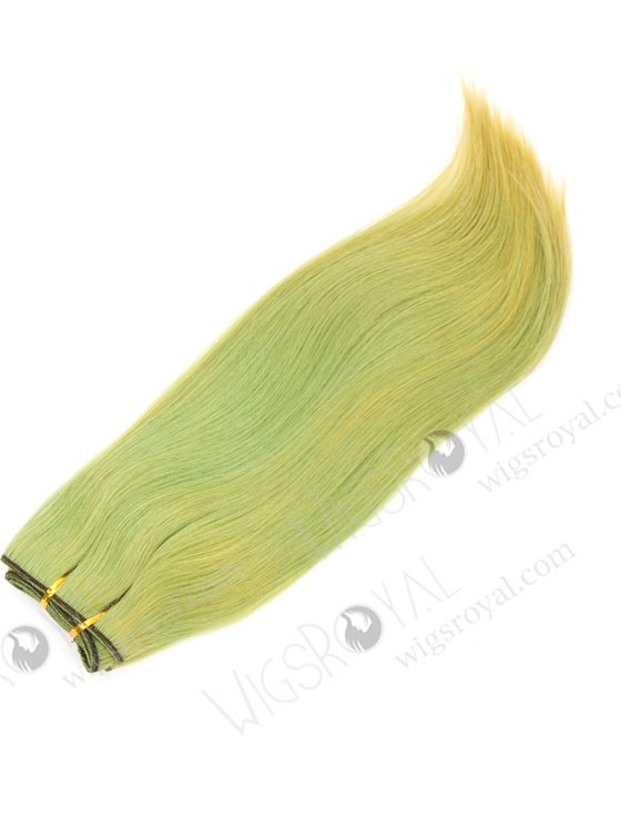 In Stock Brazilian Virgin Hair 16" Straight Green Color Machine Weft CSM-007-22112