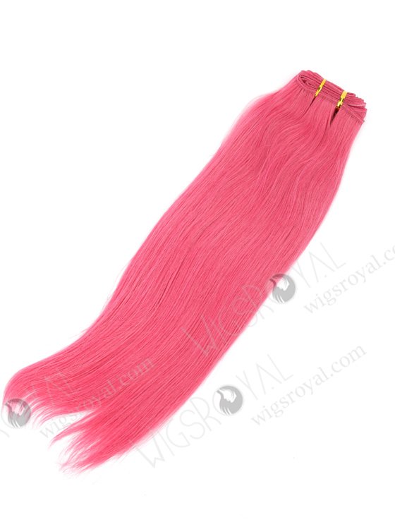 In Stock Brazilian Virgin Hair 16" Straight Pink Color Machine Weft CSM-009-22121
