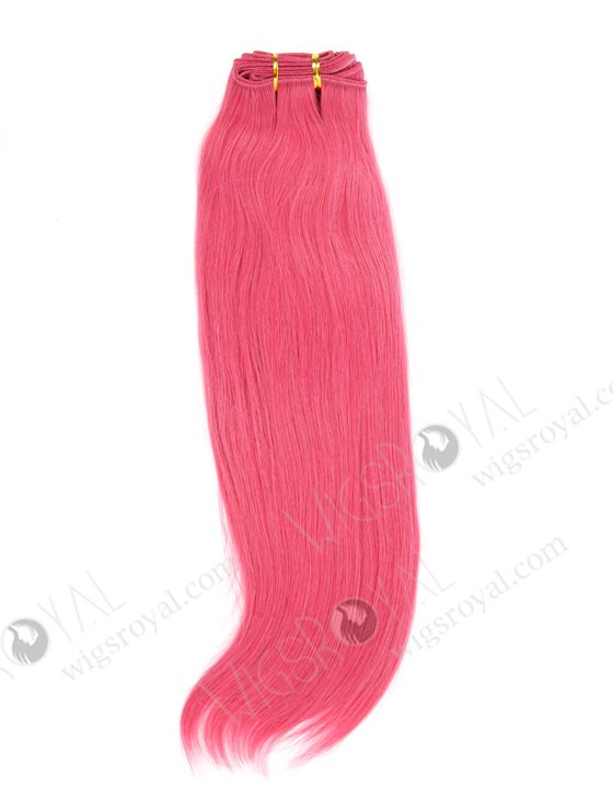 In Stock Brazilian Virgin Hair 16" Straight Pink Color Machine Weft CSM-009-22122