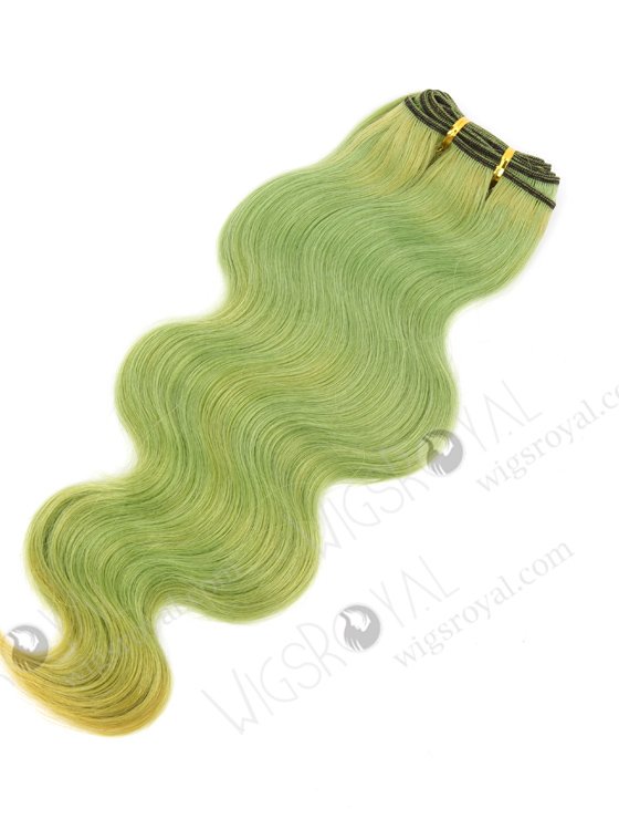 In Stock Brazilian Virgin Hair 16" Body Wave Green Color Machine Weft CSM-008-22116
