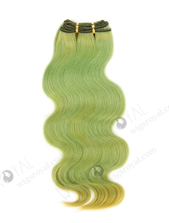 In Stock Brazilian Virgin Hair 16" Body Wave Green Color Machine Weft CSM-008-22115