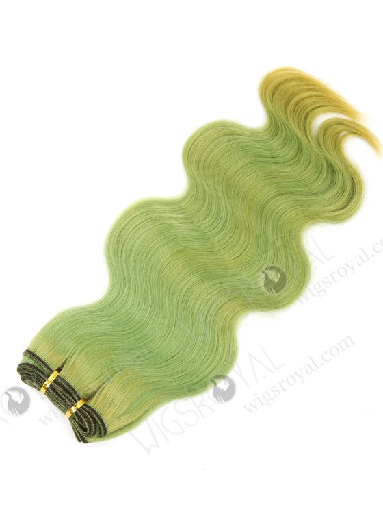 In Stock Brazilian Virgin Hair 16" Body Wave Green Color Machine Weft CSM-008-22117