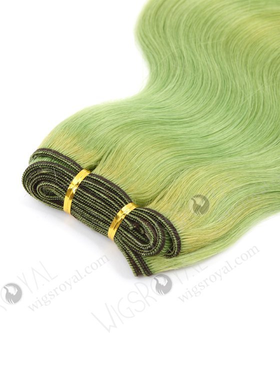 In Stock Brazilian Virgin Hair 16" Body Wave Green Color Machine Weft CSM-008-22118