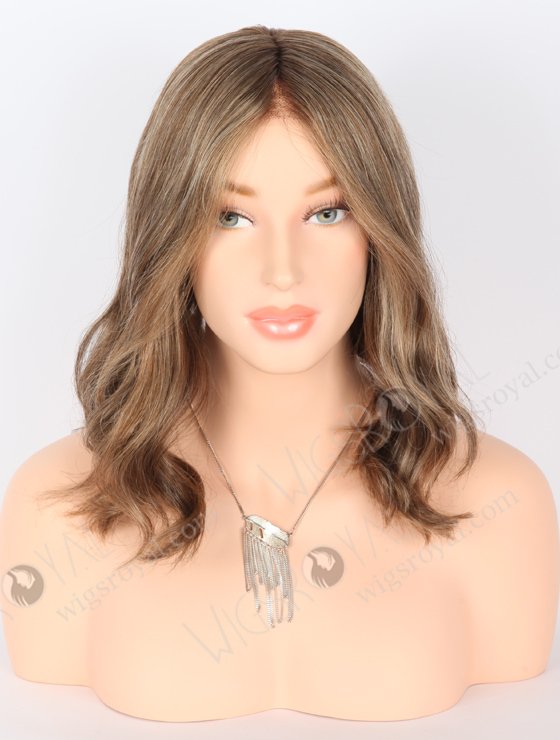 Fashion Mixed White Color With Brown Root Slight Wave Mono Top Glueless Wigs GLM-08004-22288