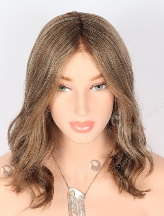 Fashion Mixed White Color With Brown Root Slight Wave Mono Top Glueless Wigs GLM-08004-22289