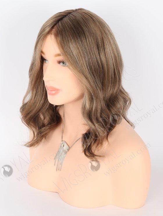 Fashion Mixed White Color With Brown Root Slight Wave Mono Top Glueless Wigs GLM-08004-22291