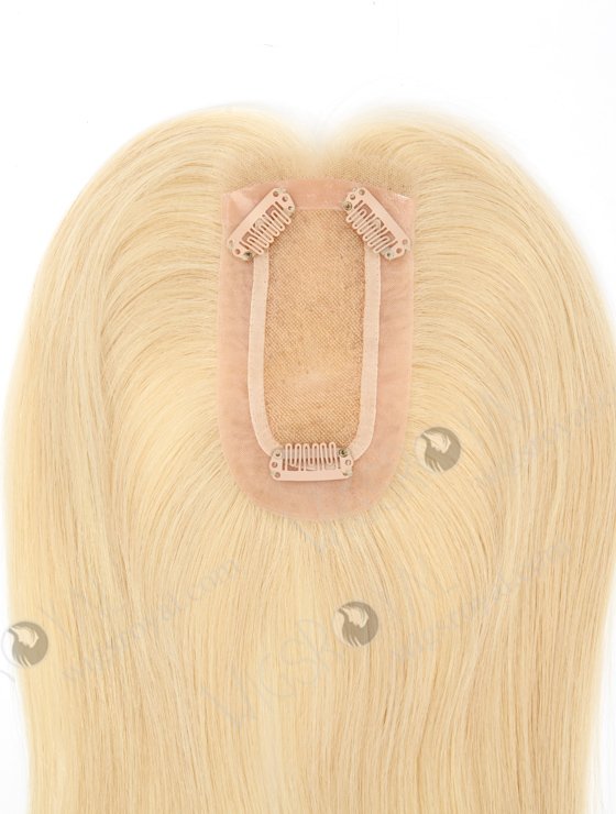 Amazing Small Clip In Hair Pieces Lace Front Blonde Human Hair Topper | In Stock 2.75"*5.25" European Virgin Hair 16" Straight 613# Color Monofilament Hair Topper-126-22416