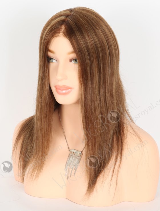 Monofilament Wigs Petite Size | Chestnut Brown with Highlights Glueless Lace Front Mono Top Wigs GLM-08009-22448