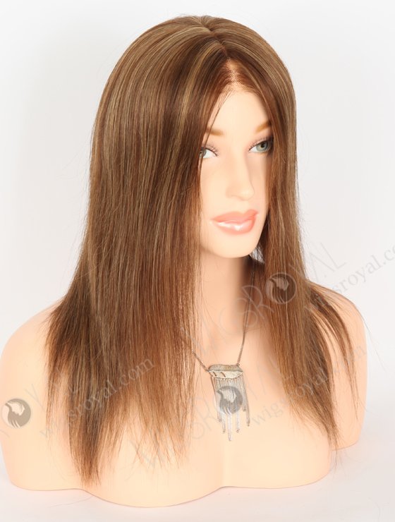 Monofilament Wigs Petite Size | Chestnut Brown with Highlights Glueless Lace Front Mono Top Wigs GLM-08009-22447