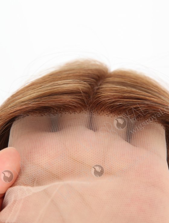 In Stock European Virgin Hair 14" Straight 6#/8#/9# Highlights Color Lace Front Silk Top Glueless Wig GLL-08055-22499