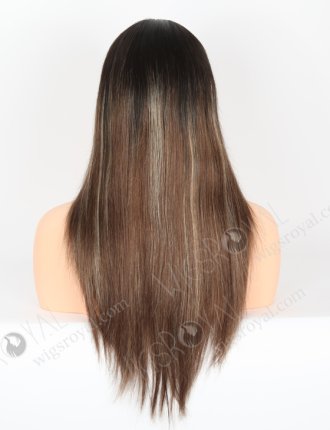 Dark Root With Brown Highlight White ColorHuman Hair Lace Front Wigs WR-CLF-039