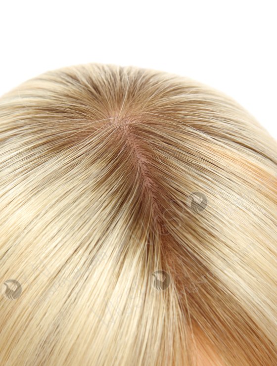 Blonde Highlight Color 18'' European Virgin Human Hair Silk Top Machine Wefts Toppers WR-TC-081-22572