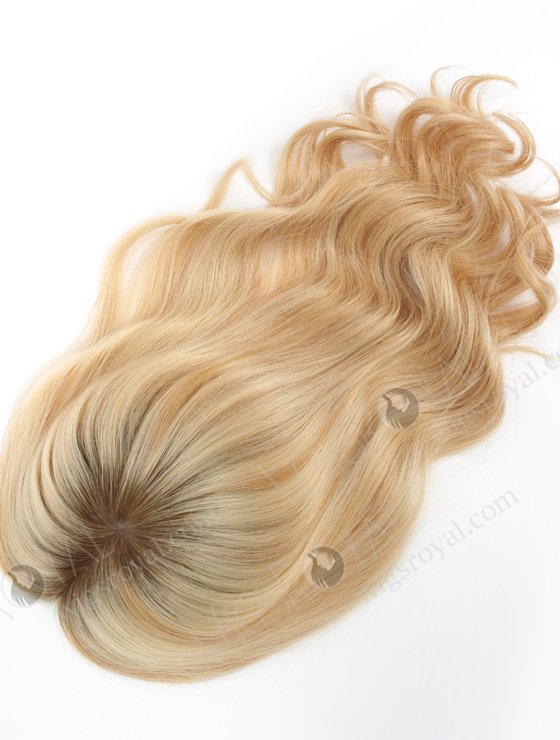 Blonde Highlight Color 18'' European Virgin Human Hair Silk Top Machine Wefts Toppers WR-TC-081-22573