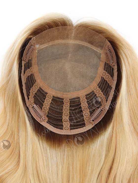 Blonde Highlight Color 18'' European Virgin Human Hair Silk Top Machine Wefts Toppers WR-TC-081-22574