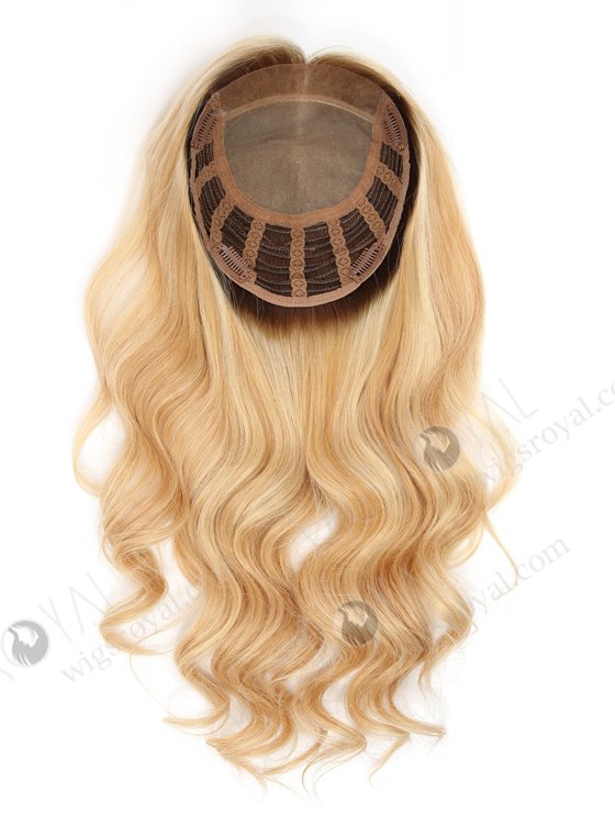 Blonde Highlight Color 18'' European Virgin Human Hair Silk Top Machine Wefts Toppers WR-TC-081-22575