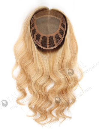 Blonde Highlight Color 18'' European Virgin Human Hair Silk Top Machine Wefts Toppers WR-TC-081