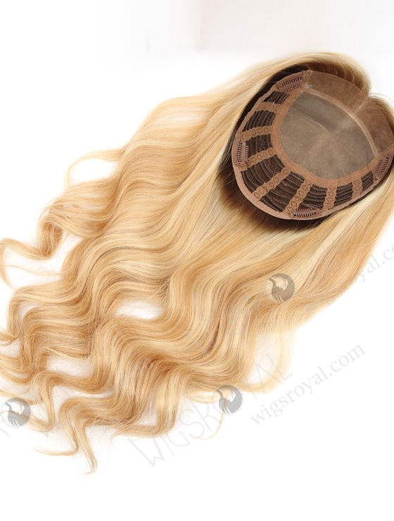 Blonde Highlight Color 18'' European Virgin Human Hair Silk Top Machine Wefts Toppers WR-TC-081-22576