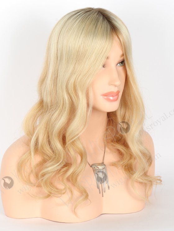 Blonde Highlight Color 18'' European Virgin Human Hair Silk Top Machine Wefts Toppers WR-TC-081-22577