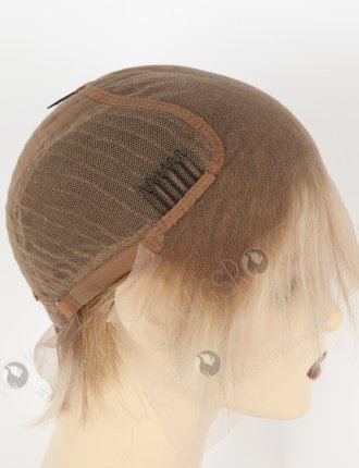 Short Pixie Cut Human Hair lace Front Wigs Stylish Platinum Blonde with Brown Highlights WR-CLF-038