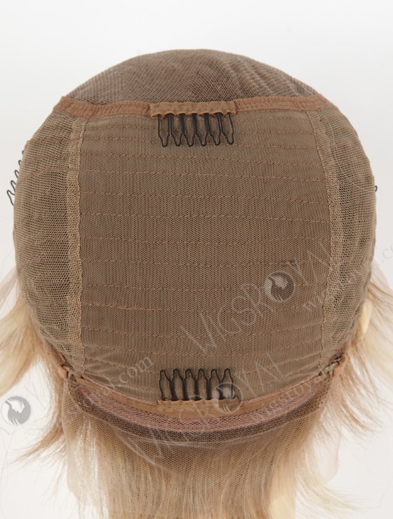 Short Pixie Cut Human Hair lace Front Wigs Stylish Platinum Blonde with Brown Highlights WR-CLF-038-22590