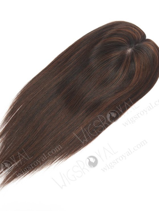 Affordable Silk Base Scalp Topper for Thinning Hair 16 Inch Amazing Black Brown Lowlights and Highlights Color Topper-139-22938