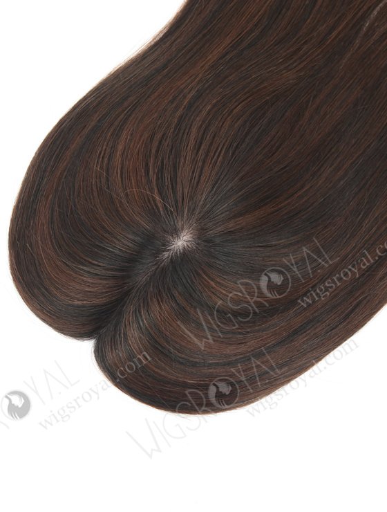 Affordable Silk Base Scalp Topper for Thinning Hair 16 Inch Amazing Black Brown Lowlights and Highlights Color Topper-139-22940