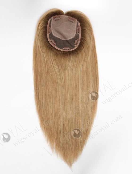 Best Quality All One Length Topper with Medium Golden Brown Roots Color Topper-151