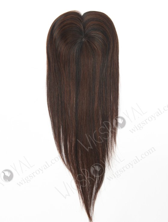 In Stock 2.75"*5.25" European Virgin Hair 16" Straight T1/3# with 1# Highlights Color Monofilament Hair Topper-123-23325