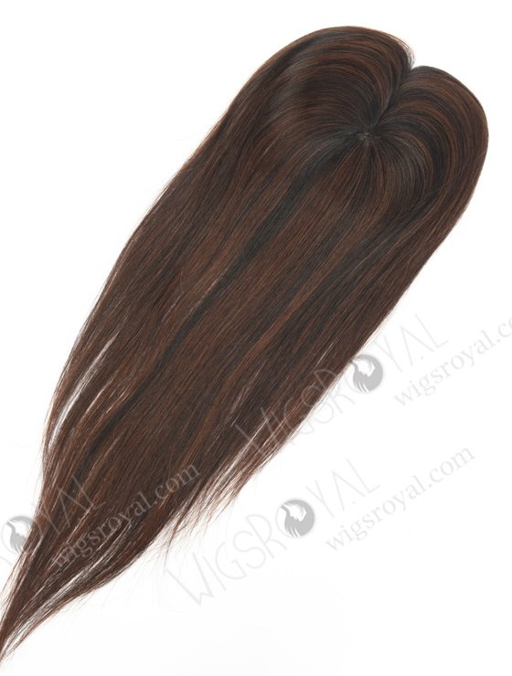 In Stock 2.75"*5.25" European Virgin Hair 16" Straight T1/3# with 1# Highlights Color Monofilament Hair Topper-123-23326