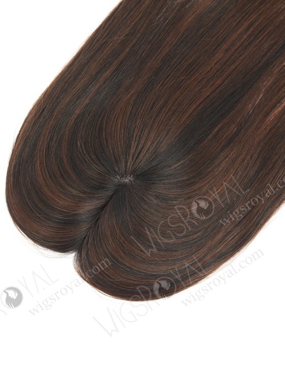 In Stock 2.75"*5.25" European Virgin Hair 16" Straight T1/3# with 1# Highlights Color Monofilament Hair Topper-123-23328