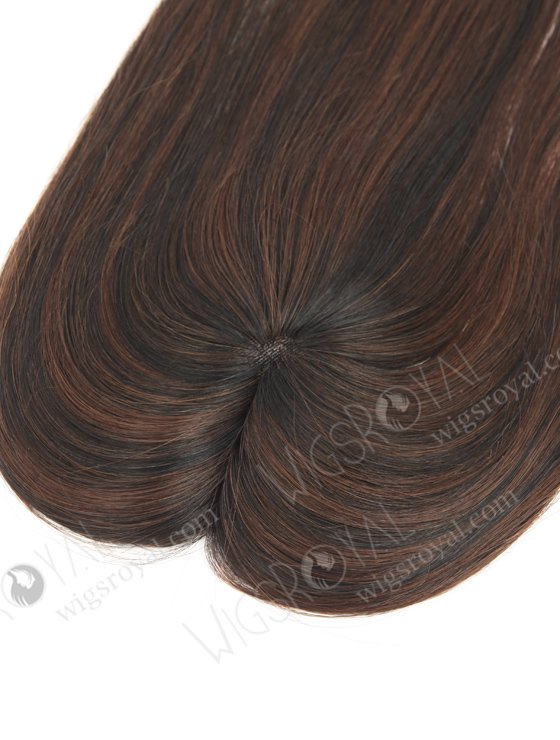 In Stock 2.75"*5.25" European Virgin Hair 16" Straight T1/3# with 1# Highlights Color Monofilament Hair Topper-123-23327
