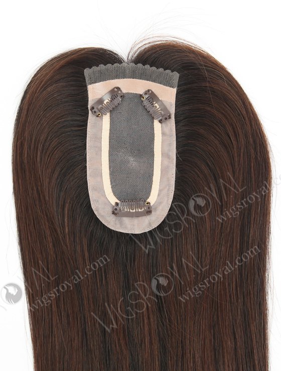 In Stock 2.75"*5.25" European Virgin Hair 16" Straight T1/3# with 1# Highlights Color Monofilament Hair Topper-123-23330