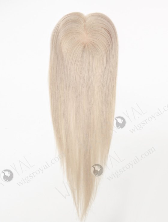 In Stock 2.75"*5.25" European Virgin Hair 16" Straight Silver Color Monofilament Hair Topper-162-23539