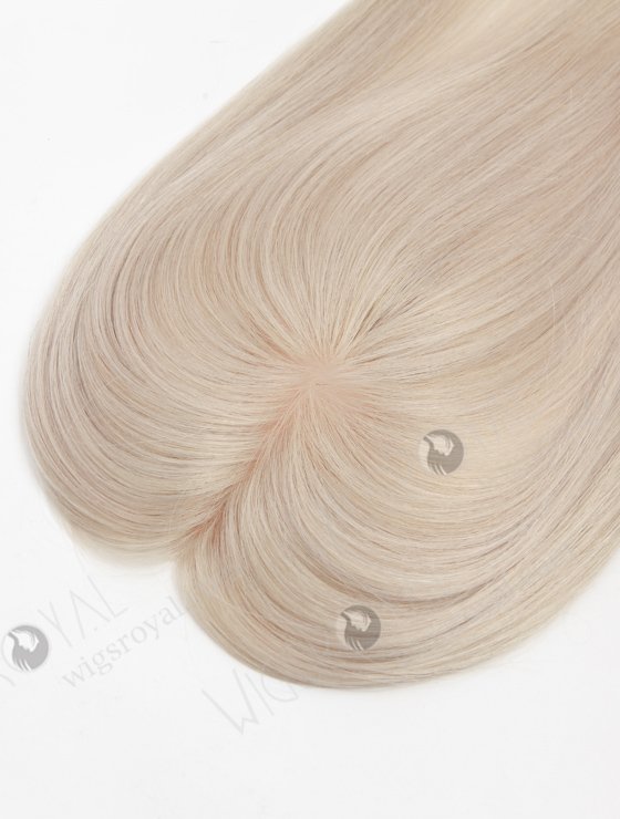 In Stock 2.75"*5.25" European Virgin Hair 16" Straight Silver Color Monofilament Hair Topper-162-23541