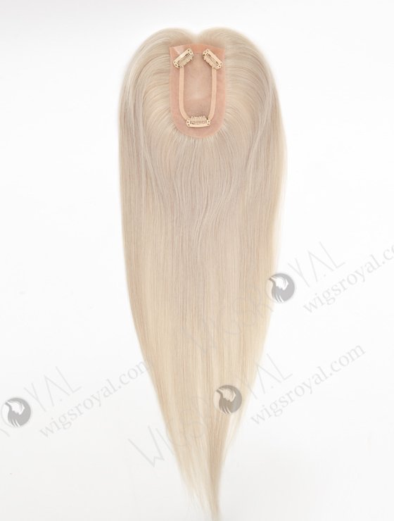 In Stock 2.75"*5.25" European Virgin Hair 16" Straight Silver Color Monofilament Hair Topper-162-23540
