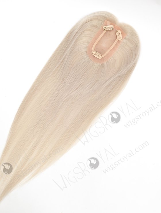 In Stock 2.75"*5.25" European Virgin Hair 16" Straight Silver Color Monofilament Hair Topper-162-23543