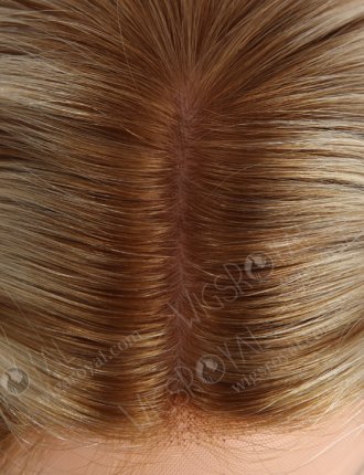 Blonde with Brown Highlights Wig Shoulder Length Luxury Double Drawn Wavy Human Hair GRD-08002