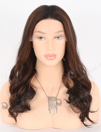 Beautiful Wavy Hair Double Drawn Wig 16 Inch European Virgin Hair Brown with Black Lowlights Color GRD-08008