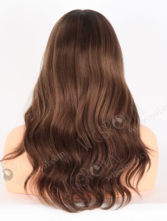 Glamorous Double Drawn Wig 16 Inch Brown with Dark Roots Wavy Human Hair Wig GRD-08005-23600
