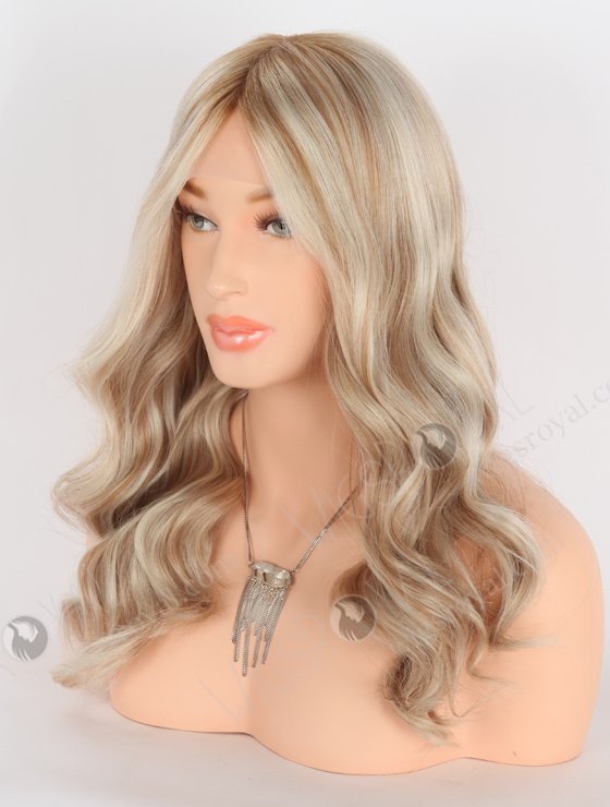 In Stock European Virgin Hair 16" All One Length Beach Wave White/8a# Highlights, Roots 8a# Color Grandeur Wig GRD-08011-23649