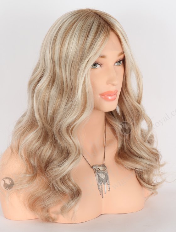 In Stock European Virgin Hair 16" All One Length Beach Wave White/8a# Highlights, Roots 8a# Color Grandeur Wig GRD-08011-23650